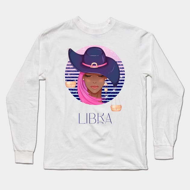 Libra Zodiac Sign | Circle Beautiful Girl Long Sleeve T-Shirt by Violete Designs